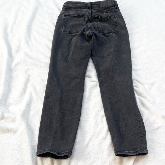 H&M Denim Ultra High Waist Mom Jeans Solid Charcoal Button Fly Size 6 Stretch - Picture 3 of 11